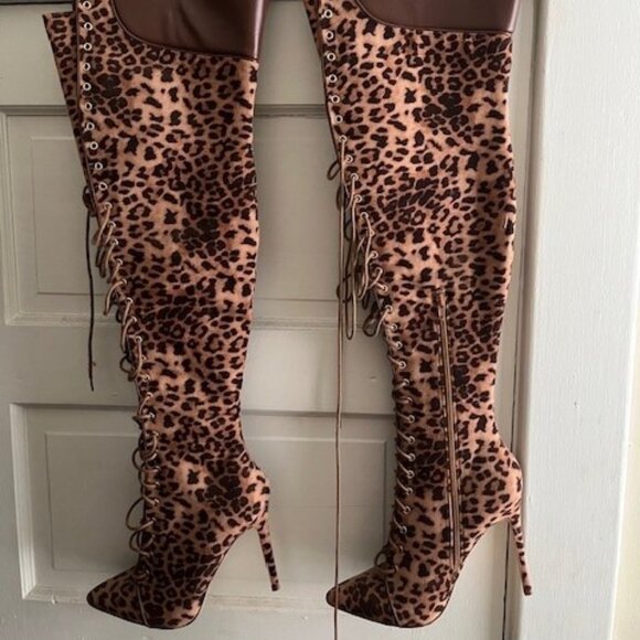 Thigh High Stiletto Boots Size 10 - Picture 1 of 8